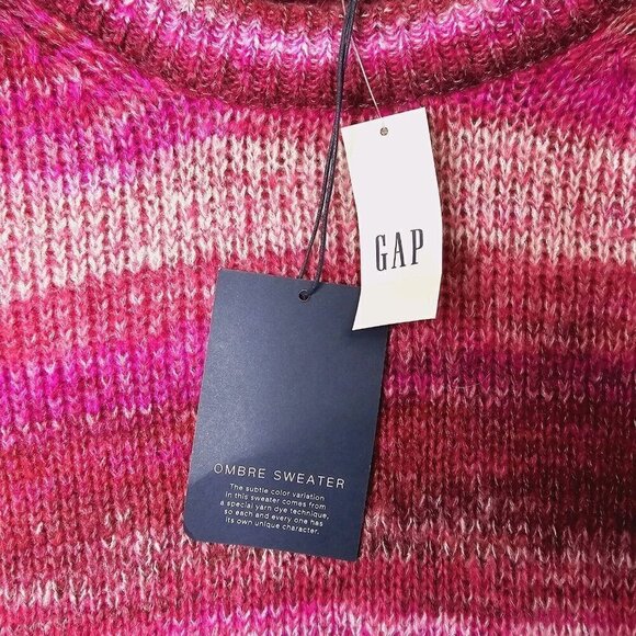 Gap Ombre Soft Stripe Pink Purple Crew Neck Sweater NWT Size S - Picture 8 of 13